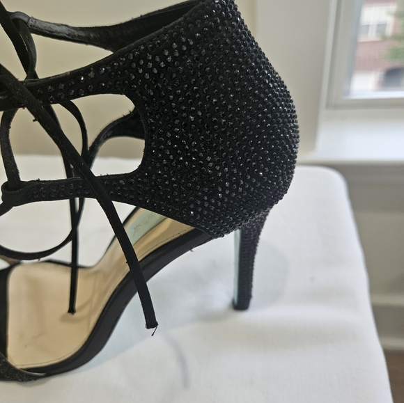 Blue by Betsey Johnson Satin Crystal Tie Sandal - Picture 3 of 8